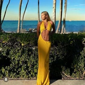 Tigermist Yellow Annika dress, satin